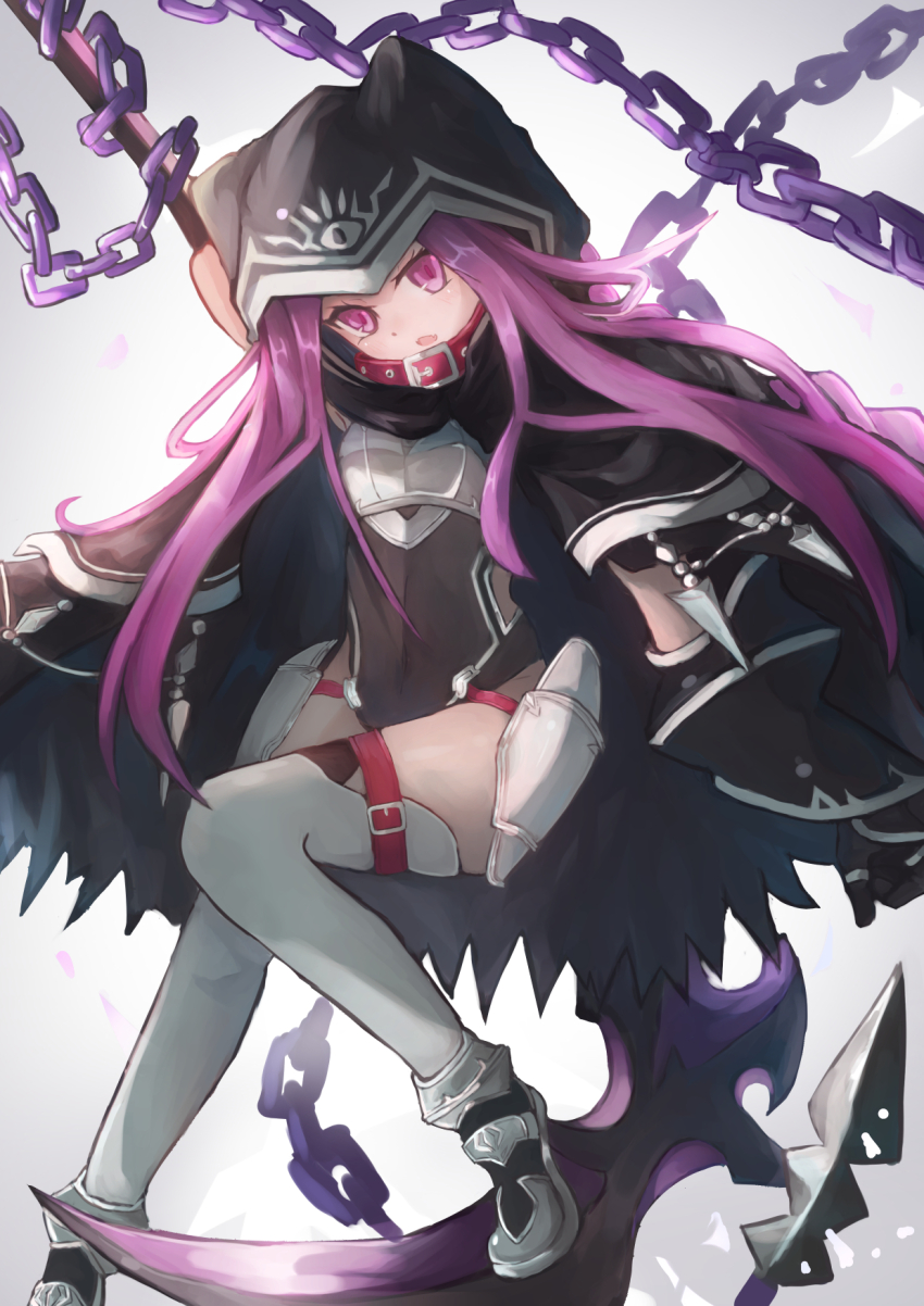 1girl, arm_up, armor, belt, belt_collar, black_cloak, black_gloves, black_leotard