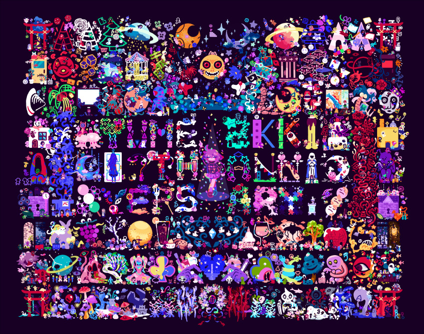 01-kun_(yume_2kki), 6+boys, 6+girls, ???-tsuki, absolutely_everyone, absurdly_detailed_composition, absurdres, ahoge