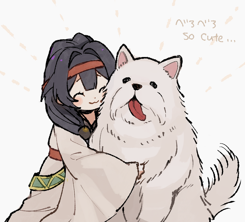 1girl, :3, ^_^, animal, black_hair, boyano, closed_eyes, closed_mouth