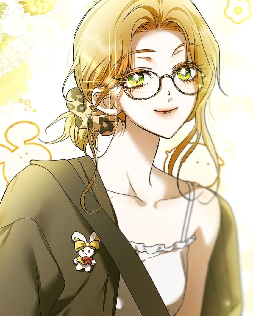 1girl, animal_print, bag, blonde_hair, bow, cardigan, contemporary, frilled_tank_top