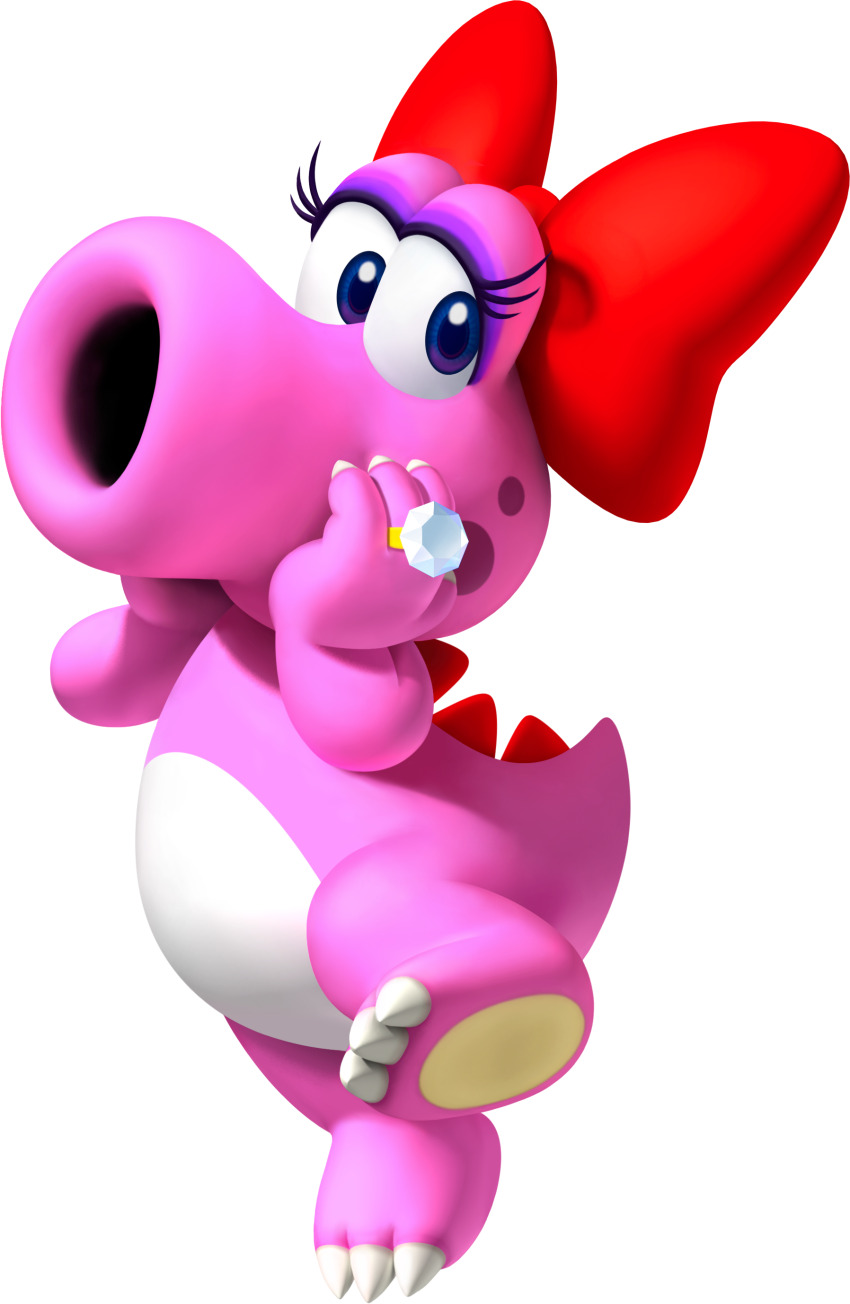 1girl, 3d, absurdres, animal_feet, birdo, blue_eyes, bow, claws