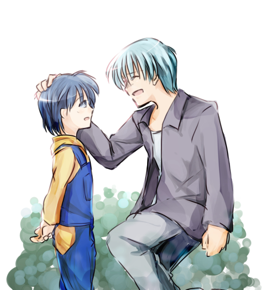 1boy, 1girl, 201_(yield), alternate_universe, amasawa_miyu, blue_hair, boy_(moon), child