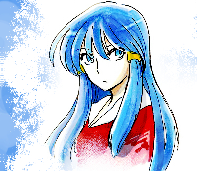 1girl, 201_(yield), amasawa_ikumi, blue_eyes, blue_hair, hair_ornament, hairclip, long_hair, lowres, moon_(game), school_uniform, solo, upper_body