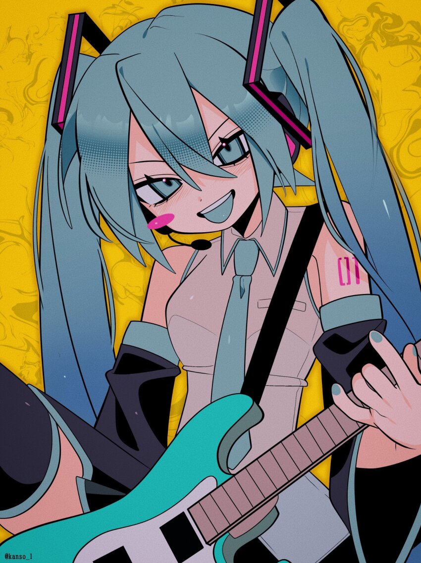 1girl, absurdres, blue_eyes, blue_hair, blue_nails, blue_necktie, blue_tongue, blush