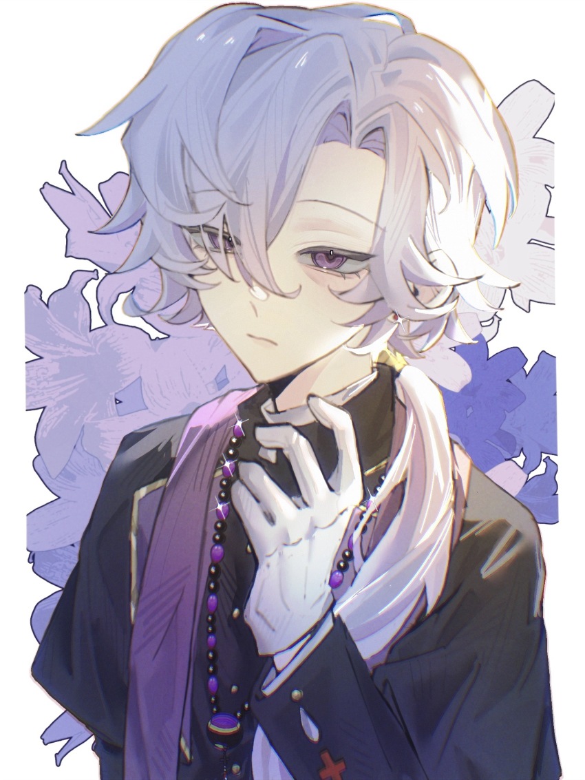 1boy, black_capelet, black_jacket, call_of_cthulhu, capelet, chinese_commentary, chromatic_aberration, closed_mouth