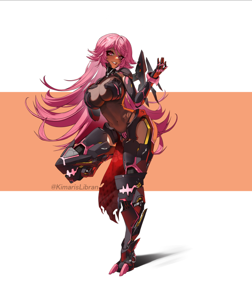 1girl, arm_armor, armored_bodysuit, armored_boots, armored_leotard, black_leotard, bodystocking, boots