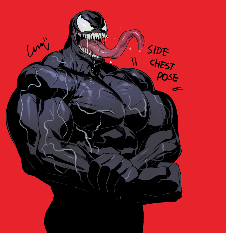 1boy, abs, bara, biceps, blank_eyes, cowboy_shot, deltoids, english_text