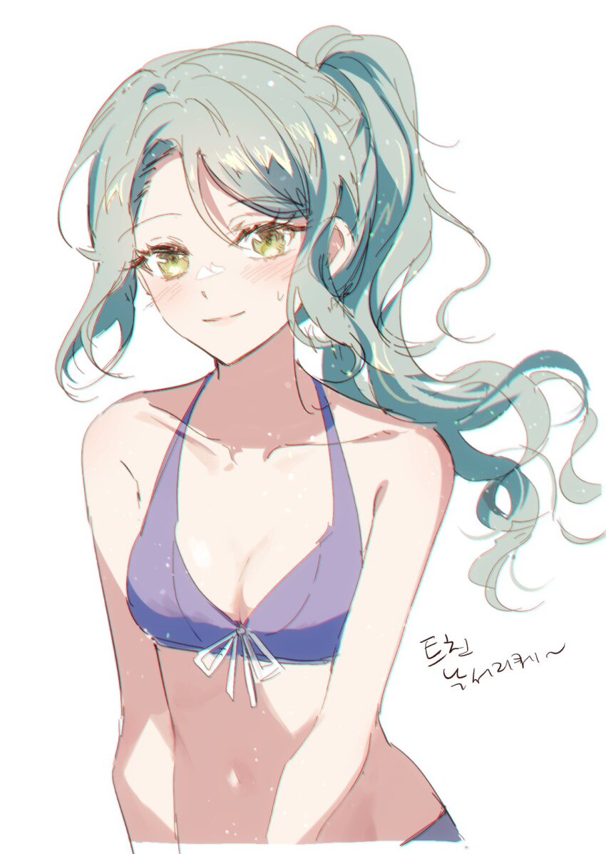 1girl, bang_dream!, bang_dream!_girls_band_party!, bikini, blush, breasts, cleavage, closed_mouth