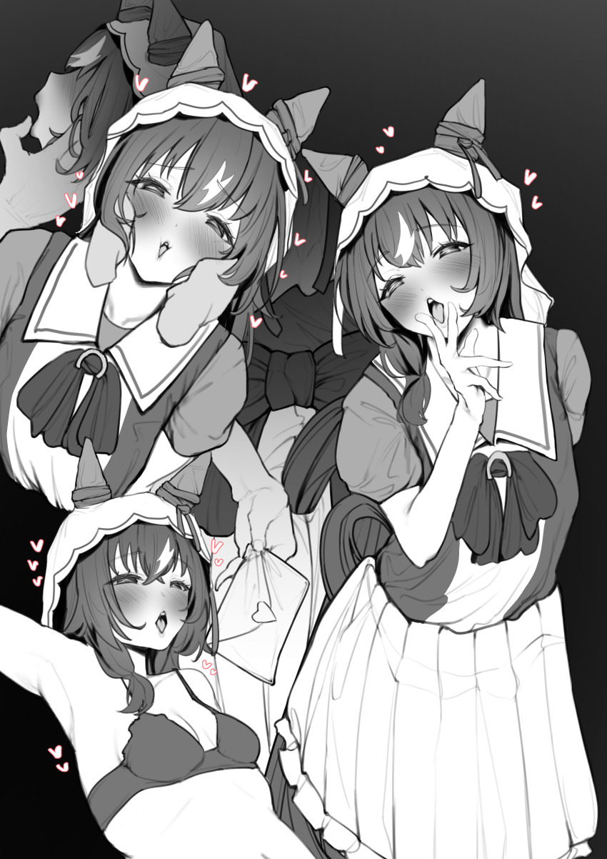 1girl, absurdres, animal_ears, blush, bra, breasts, collarbone, commentary_request