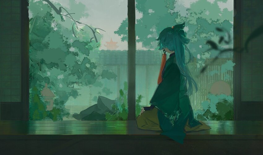 1girl, black_gloves, blurry, blurry_foreground, chinese_commentary, commentary_request, dhsauce, fate/samurai_remnant