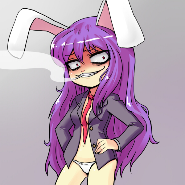 1girl, animal_ears, bags_under_eyes, black_jacket, blazer, cigarette, commentary_request, constricted_pupils