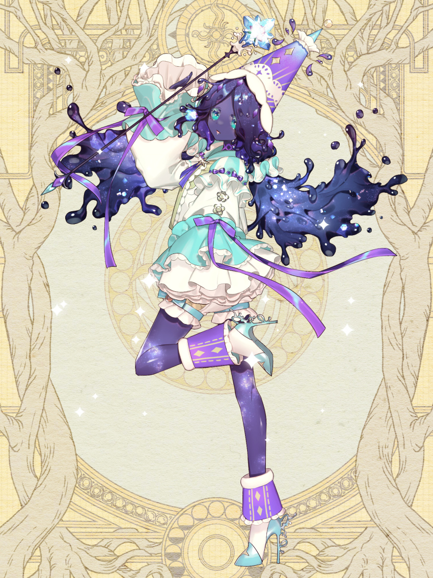 1girl, aigurei_blue, black_hair, black_skin, blue_eyes, colored_skin, dairoku_ryouhei, full_body