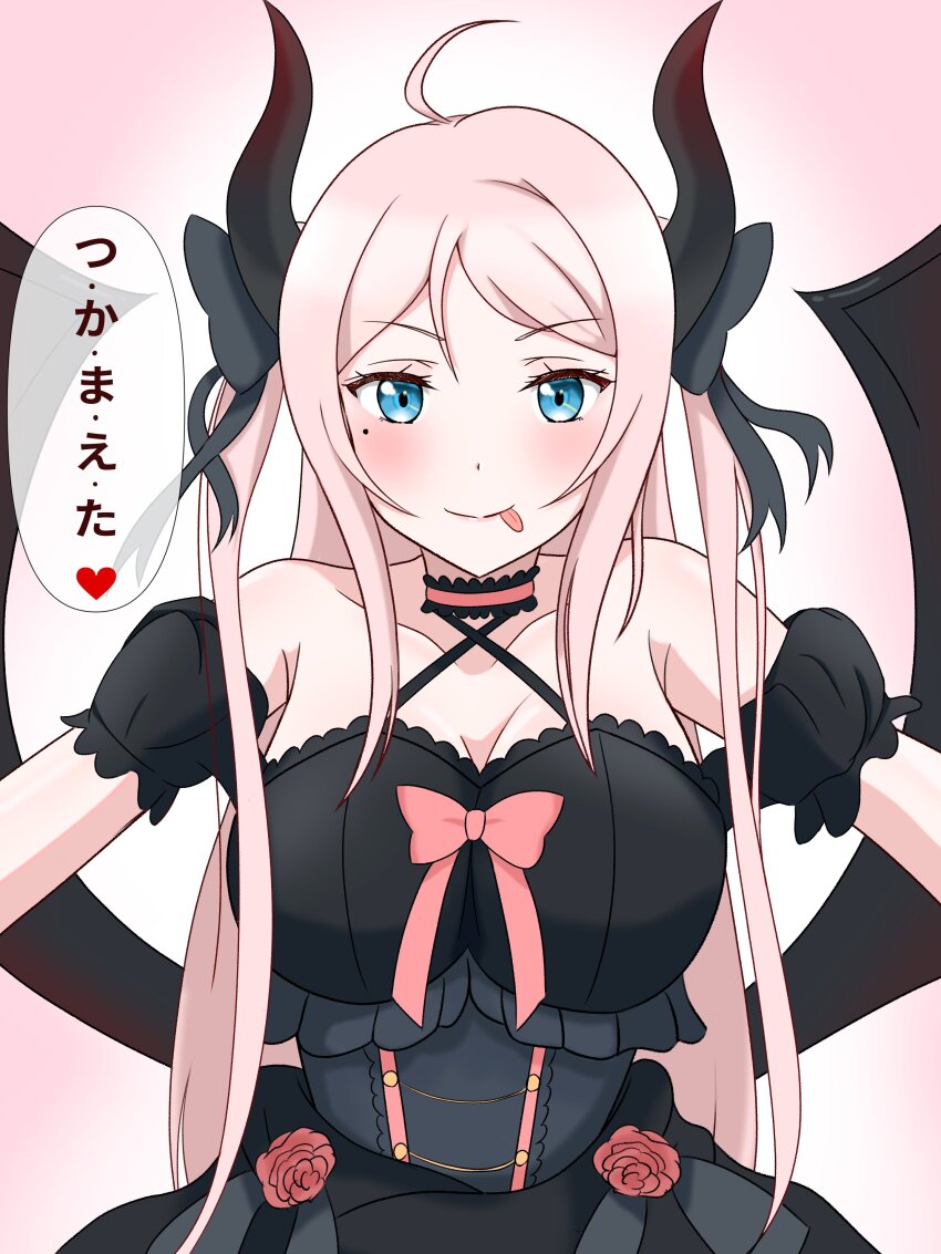 1girl, absurdres, ahoge, black_dress, blue_eyes, blush, bow, clothing_cutout