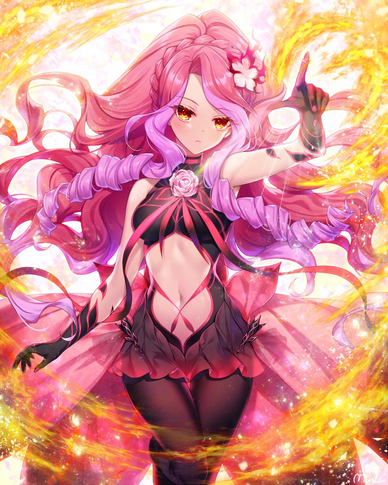 1girl, aikatsu!_(series), aikatsu_stars!, black_dress, black_gloves, black_pantyhose, braid, closed_mouth