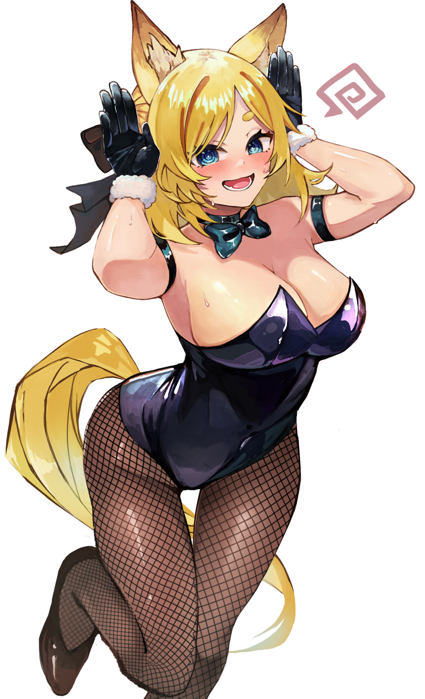 1girl, absurdres, animal_ear_fluff, animal_ears, arknights, bare_shoulders, black_gloves, blonde_hair