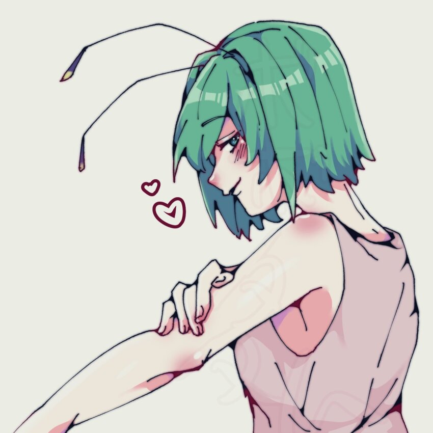 1girl, alternate_costume, antennae, blush, bobotatamu, breasts, closed_mouth, commentary_request