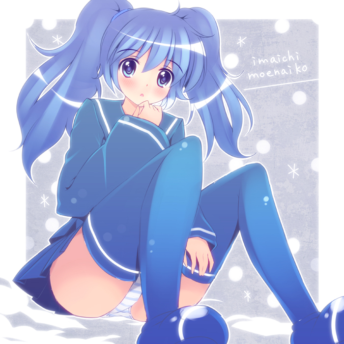 1girl, azure_(capriccio), bad_id, bad_pixiv_id, blue_eyes, blue_hair, blush, female_focus