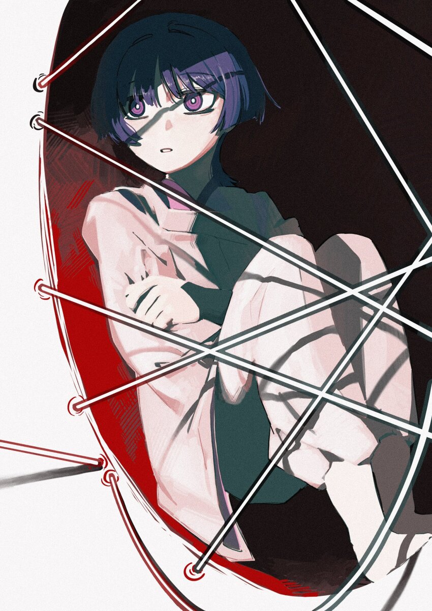 1boy, bright_pupils, crossed_arms, daydreeaaaming, feet_out_of_frame, film_grain, genshin_impact, highres