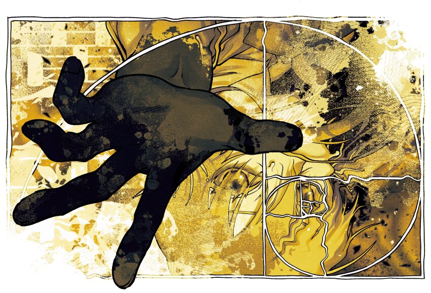 1girl, black_skin, border, bow, bowtie, collared_shirt, colored_skin, commentary_request