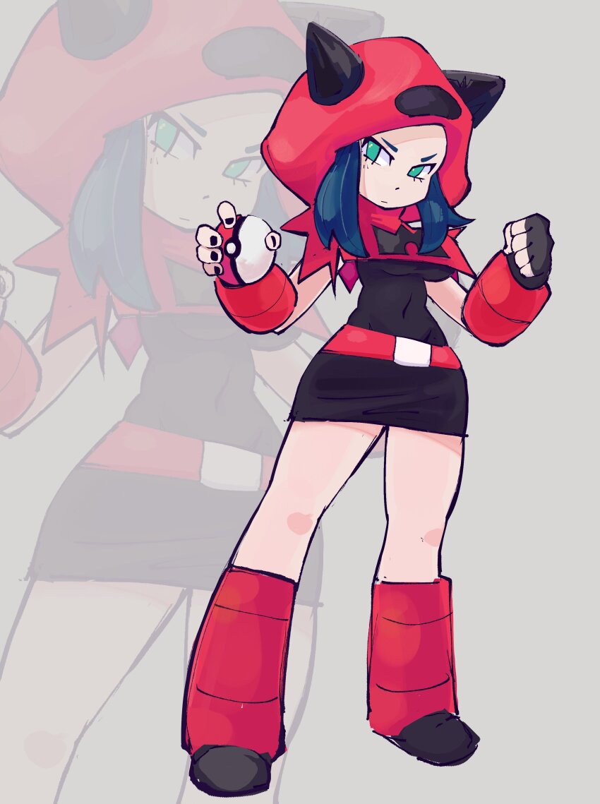 1girl, absurdres, arm_warmers, belt, black_dress, black_gloves, black_hair, black_nails