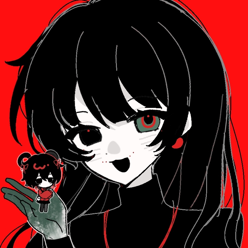 2girls, :3, black_eyes, black_hair, black_skirt, black_sweater, chibi, chinese_commentary