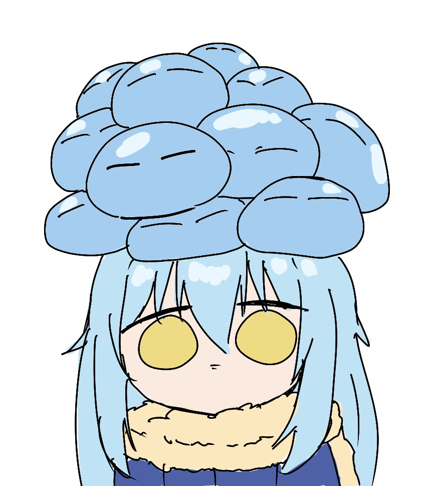 1girl, 6+others, blue_hair, blue_jacket, chocoeiru, closed_mouth, commentary_request, doodles