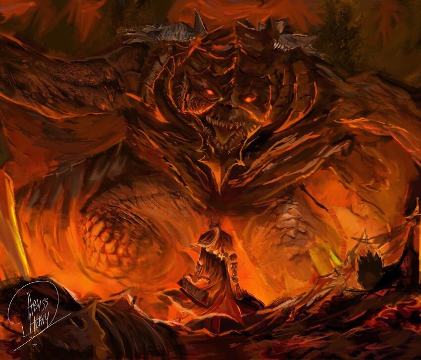 1boy, abyssmalenia, amputee, artist_name, battle, battle_damage, bayle_the_dread, black_scales