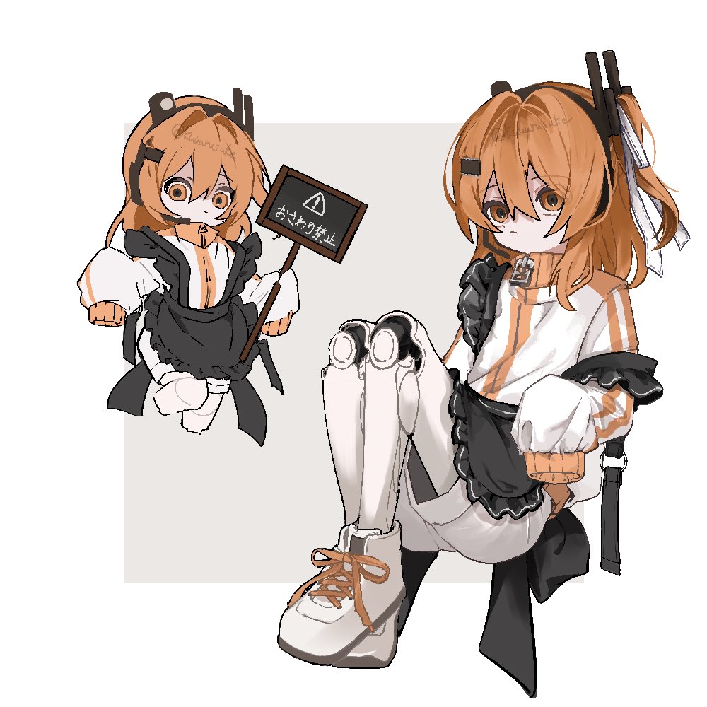 1girl, a.i._voice, adachi_rei, alternate_costume, android, apron, artist_name, black_apron