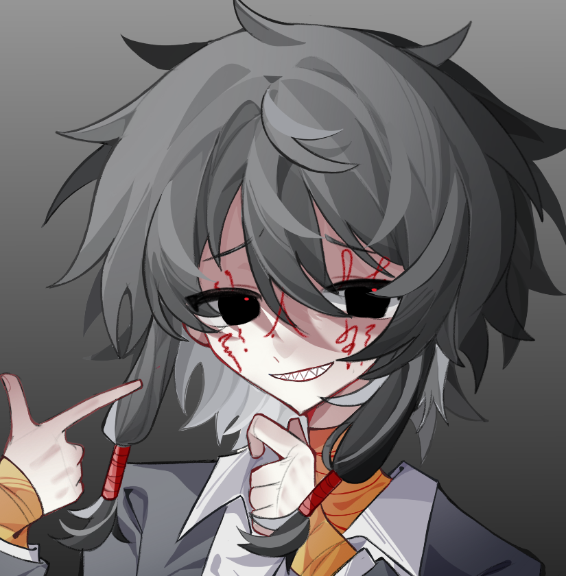 1boy, bandaged_arm, bandaged_neck, bandages, black_eyes, black_hair, black_jacket, chinese_commentary