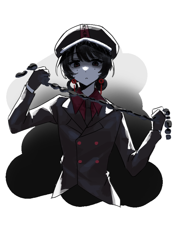 1girl, angryshijing, black_gloves, black_hat, black_jacket, black_necktie, buttons, chain, chinese_commentary, collared_shirt, commentary_request, cropped_torso, double-breasted, earrings, gloves, hair_between_eyes, hair_bun, hair_rings, hat, holding, holding_chain, jacket, jewelry, li_yuting_(female), mole, mole_under_each_eye, mole_under_eye, multiple_moles, necktie, parted_lips, red_shirt, shaded_face, shirt, single_hair_bun, single_hair_ring, solo, touqi_guaitan