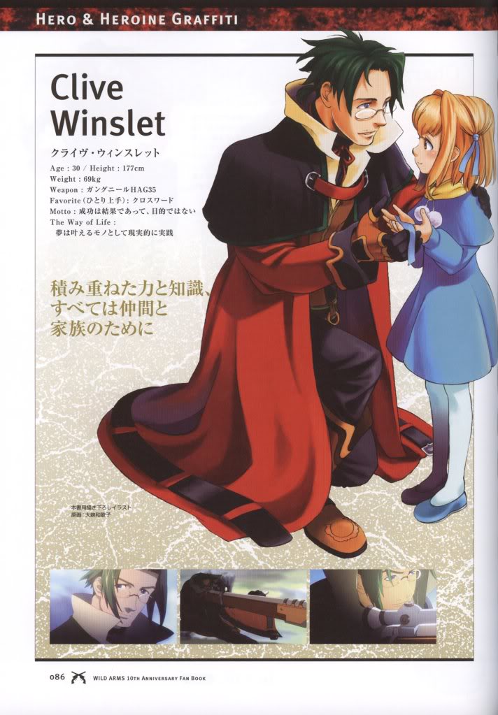 1boy, 1girl, age_difference, ahoge, belt, binding_discoloration, boots, brown_hair, character_name, child, clive_winslett, cloak, coat, dress, family_bonding, father_and_child, father_and_daughter, full_body, glasses, gloves, green_hair, hair_ribbon, kaitlyn_winslett, kneeling, official_art, ooba_wakako, pants, pantyhose, parent_and_child, ribbon, scan, scan_artifacts, shawl, shoes, short_hair, sidelocks, smile, white_pantyhose, wild_arms, wild_arms_3