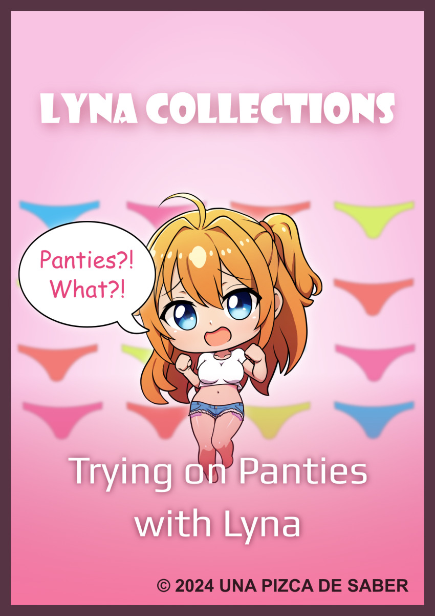 1girl, ahoge, artist_name, barefoot, blue_eyes, blue_panties, breasts, chibi