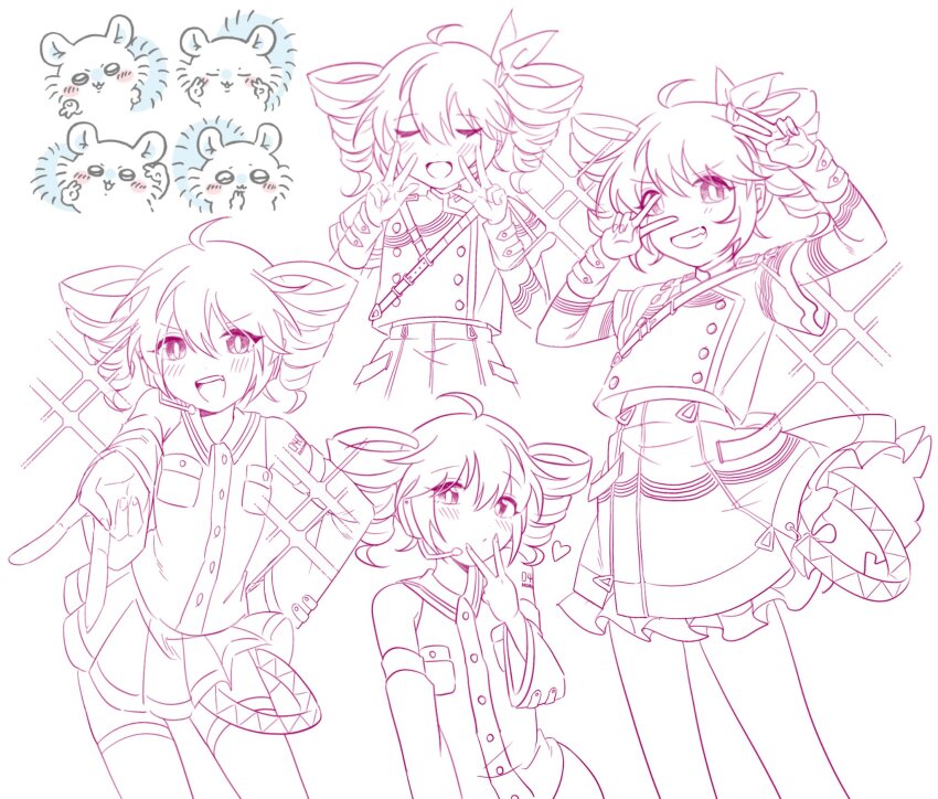 1girl, ahoge, akiham, arm_tattoo, blush, breast_pocket, chiikawa, chiikawa_(character)