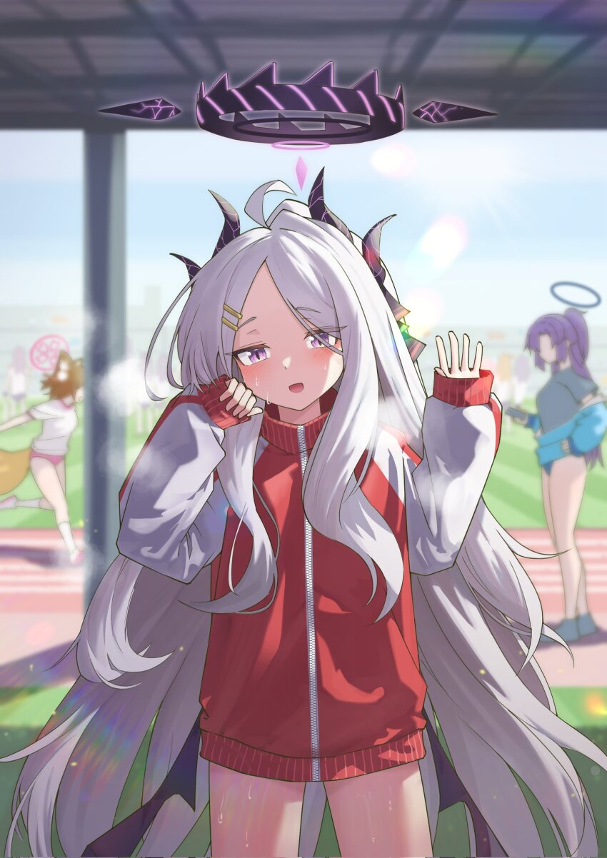 6+girls, :d, ahoge, alternate_costume, animal_ear_fluff, animal_ears, black_buruma, black_hair