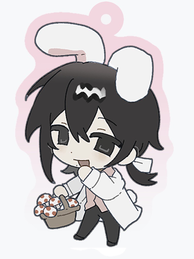1boy, animal_ears, basket, black_eyes, black_hair, black_pants, chibi, chibi_only