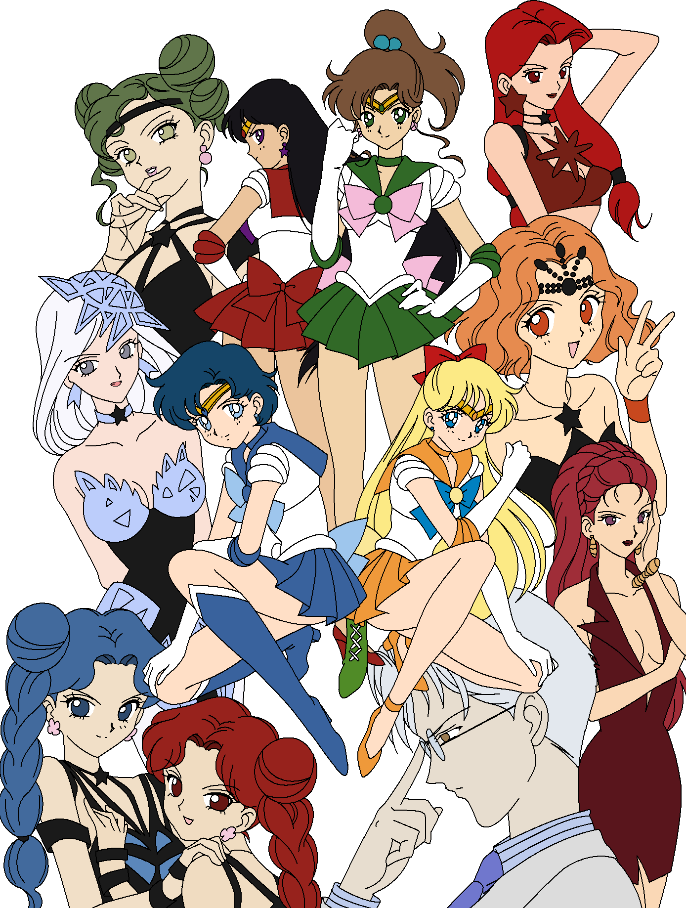 1990s_(style), 1boy, 6+girls, aino_minako, bishoujo_senshi_sailor_moon, bishoujo_senshi_sailor_moon_s, black_hair, blonde_hair