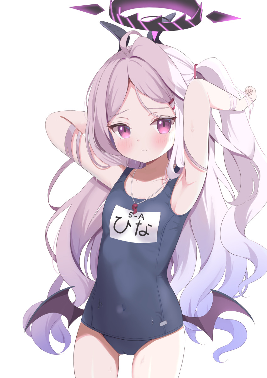 1girl, absurdres, ahoge, armpits, arms_behind_head, arms_up, bare_arms, bare_shoulders