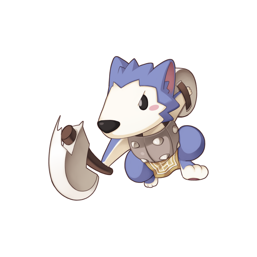 armor, axe, breastplate, chibi, chibi_only, dog, full_body, holding