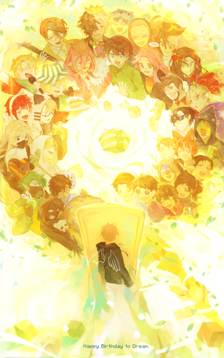 2others, 4girls, 6+boys, alien, animal, animal_ears, animal_on_head, annotation_request