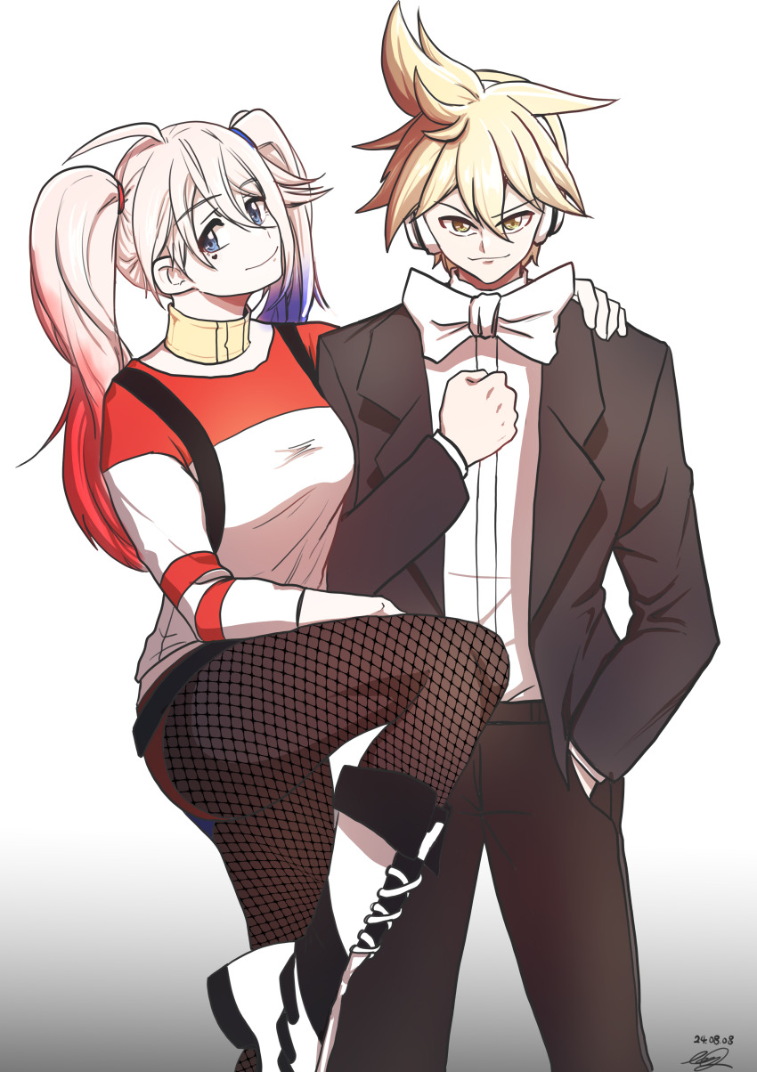 absurdres, baeori_(titioo770801), batman_(series), dc_comics, harley_quinn, highres, ia_(vocaloid), joker_(2019)