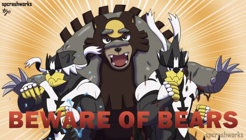 aura, bear, black_eyes, black_fur, claws, clenched_hand, clenched_hands, fighting_stance