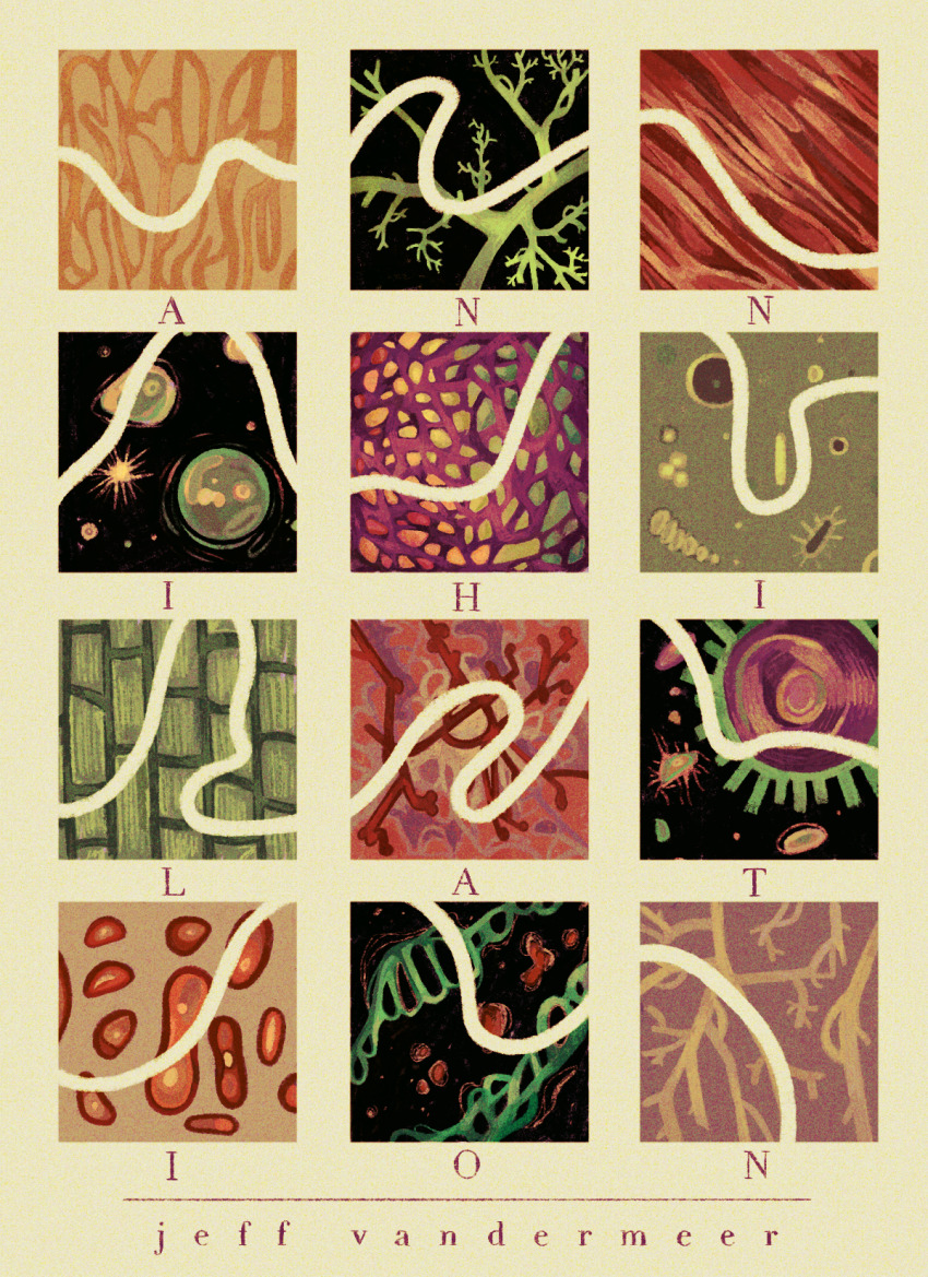 analogous_colors, annihilation, bacteria, biology, book_cover_(medium), border, cell_(biology), close-up