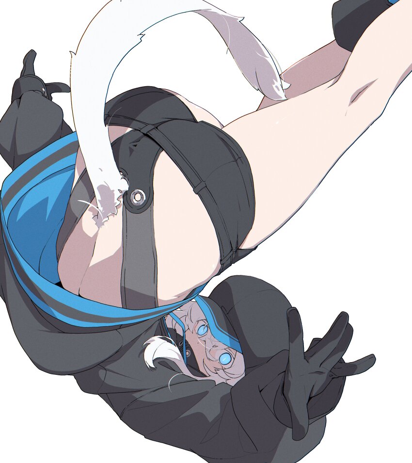 1girl, absurdres, ass, bare_legs, black_coat, black_footwear, black_gloves, black_hat