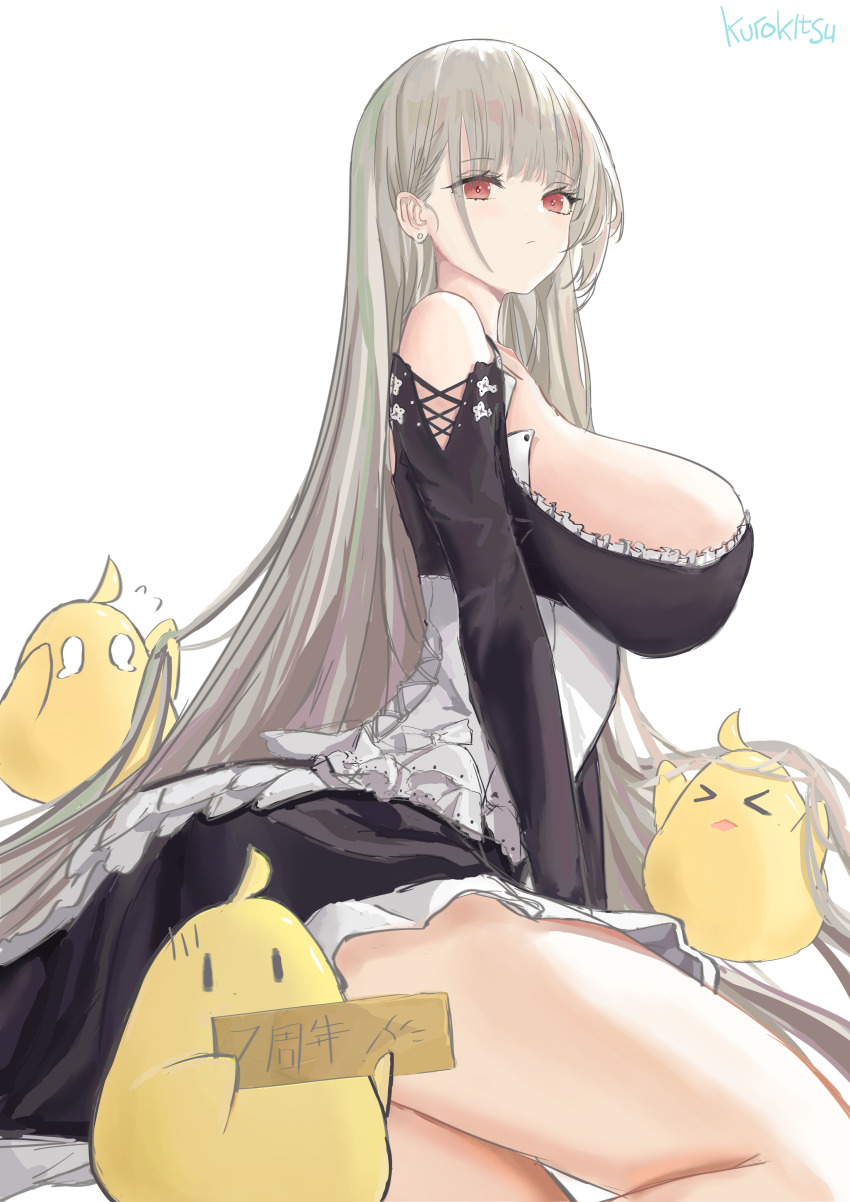 >_<, 1girl, absurdres, alternate_costume, azur_lane, bare_shoulders, black_dress, breasts