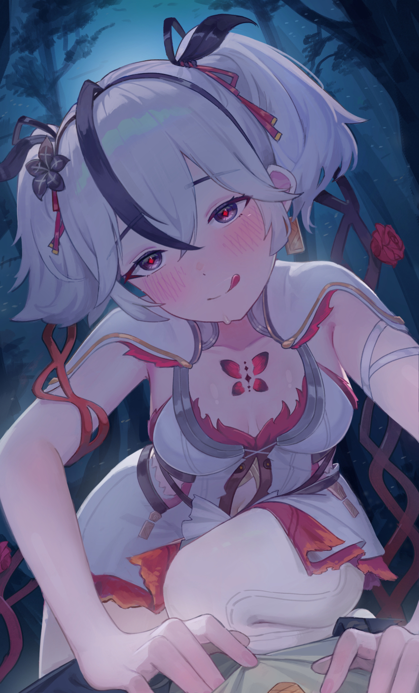 1boy, 1girl, absurdres, black_eyes, black_flower, black_jacket, blush, breasts