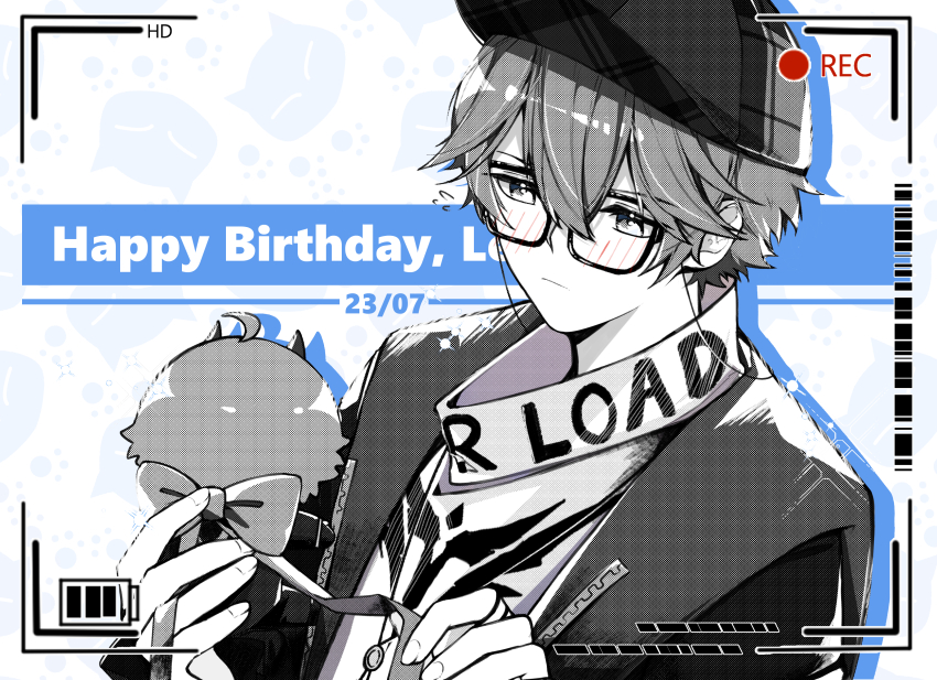 1boy, blush, camera, dochikun, happy_birthday, highres, image_sample, lee:_palefire_(ivy)_(pgr)