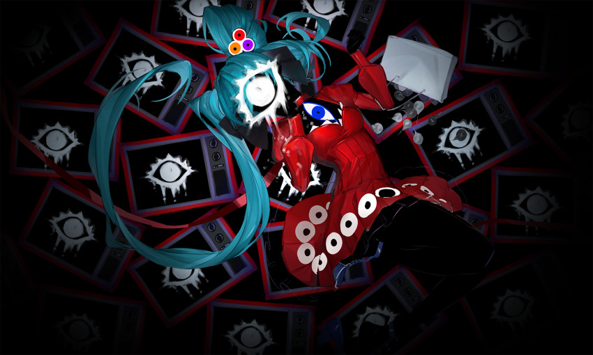 1girl, alternate_costume, alternate_hairstyle, aqua_eyes, aqua_hair, asymmetrical_hair, bag, black_bow