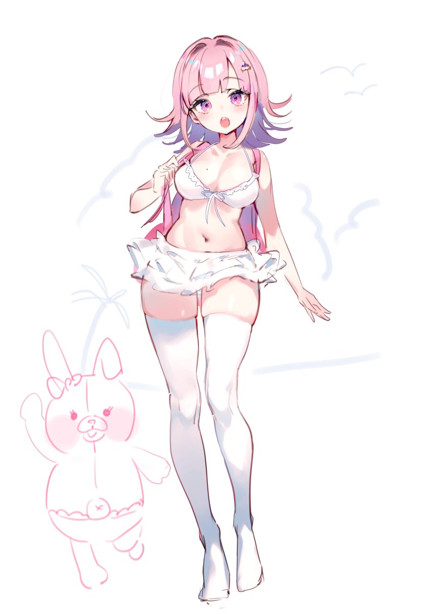 1girl, :o, absurdres, bare_shoulders, bikini, breasts, cleavage, collarbone