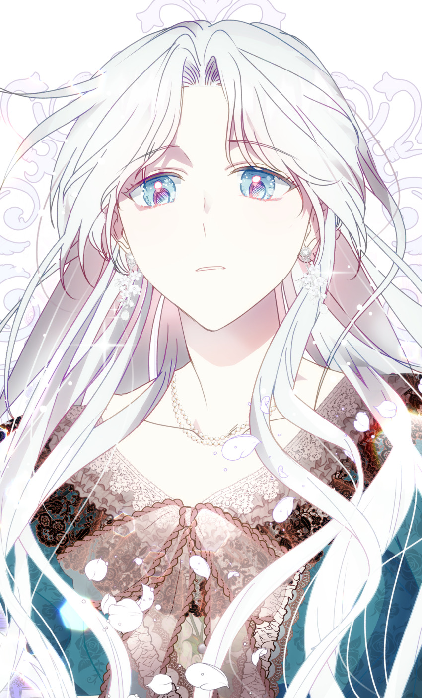 1girl, absurdres, blue_eyes, collarbone, earrings, flower_earrings, highres, jewelry