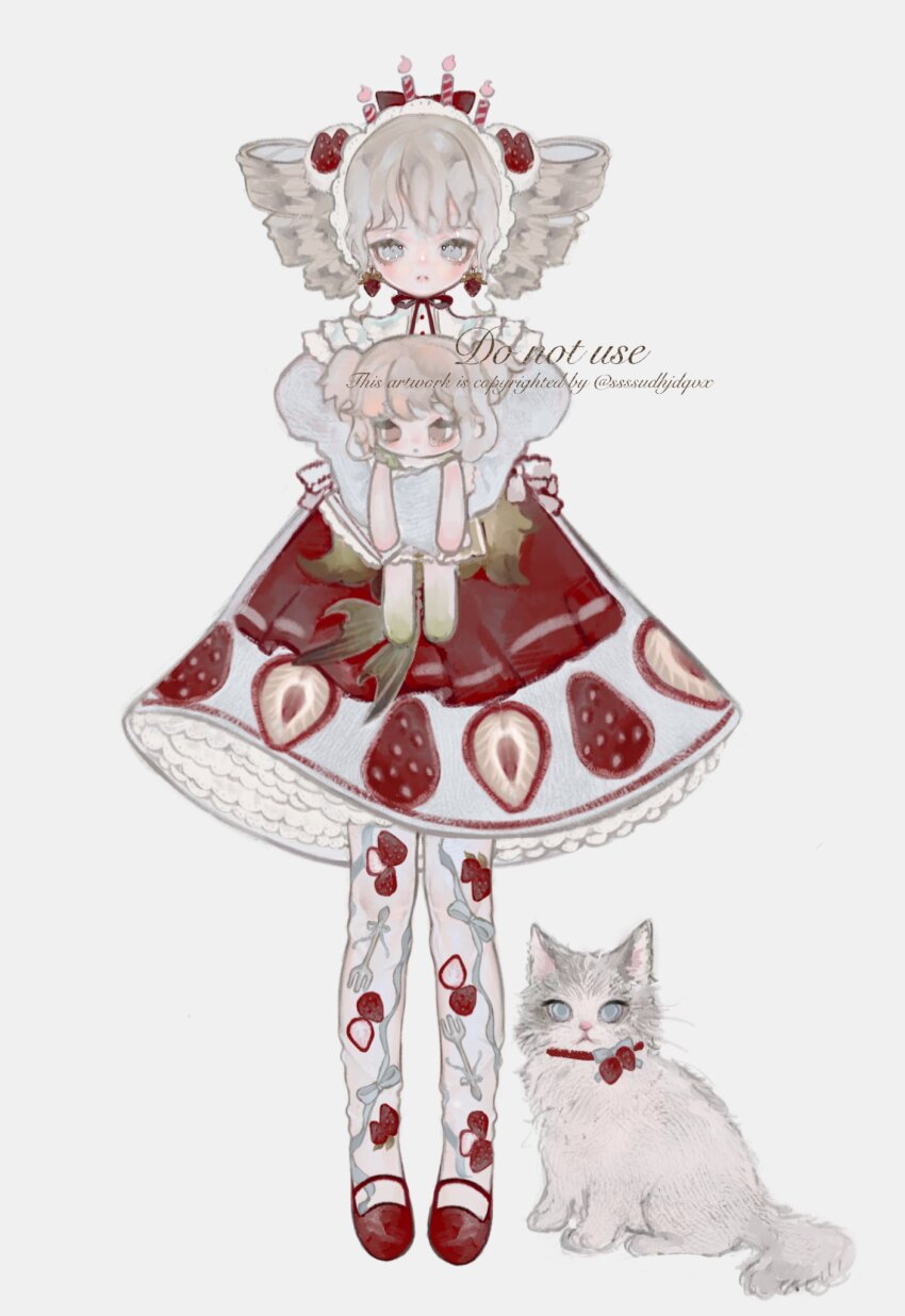 1girl, apron, back_bow, bad_id, bad_twitter_id, blonde_hair, blue_eyes, bow